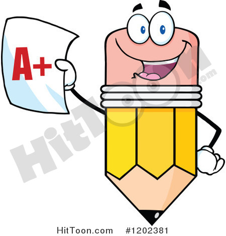     Mascot Holding Up A Report Card   Royalty Free Vector Clipart  1202381