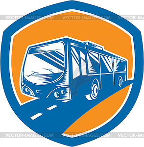 Reisebus Shuttle Bus Schild Holzschnitt   Vektor Clipart    