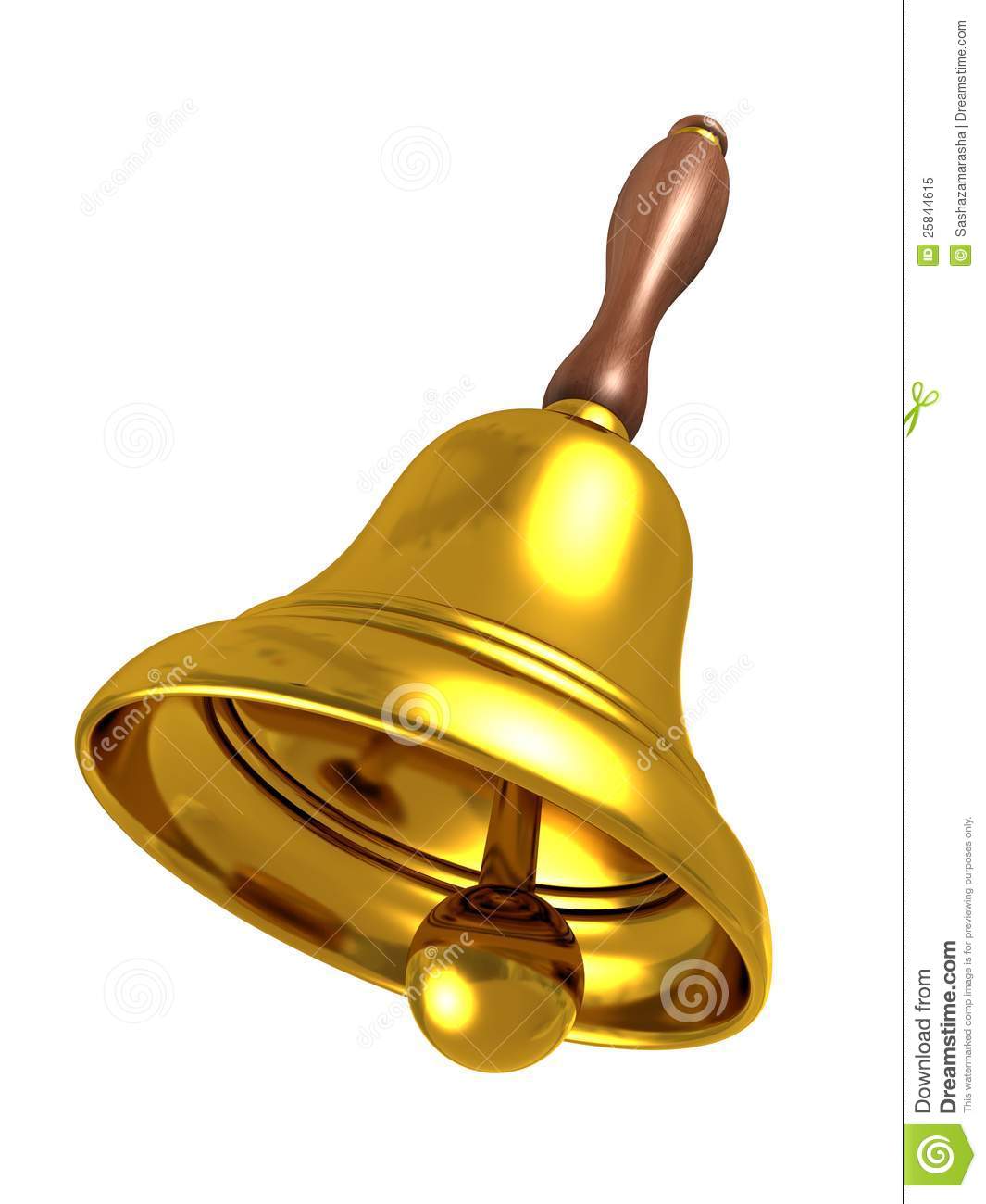 School Golden Bell On White Background Royalty Free Stock Photo