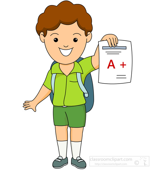 School   Student Showing His Good Grade   Classroom Clipart