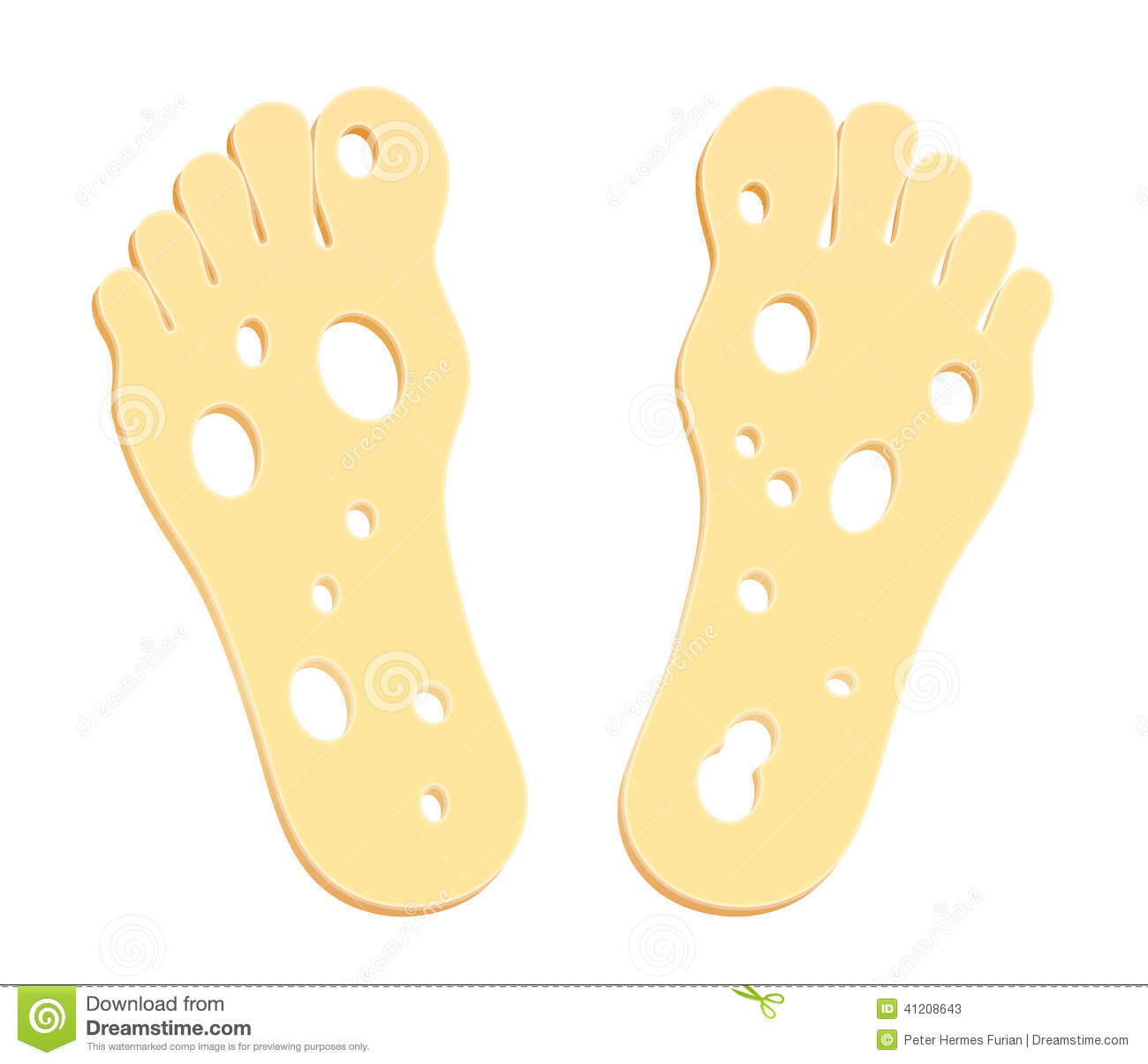 Smelly Feet Symbolically Figured With Two Cheese Slices  Vector