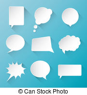 White Vector Speech Bubble Clouds With Flat Long Shadow