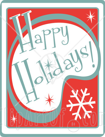 14691 Retro Happy Holidays Greeting Clipart Illustration Jpg
