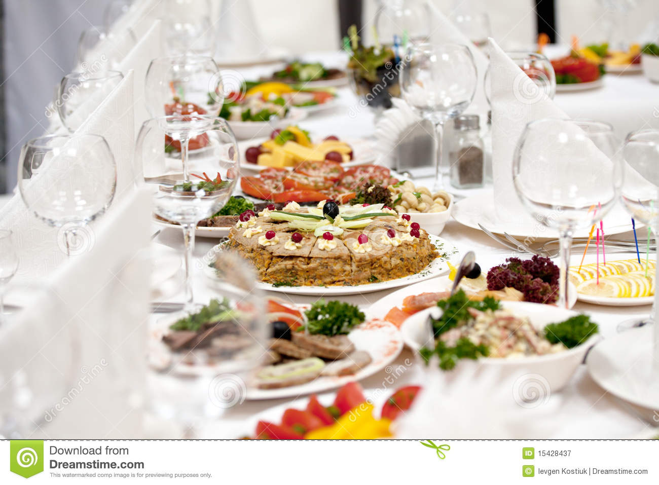 Banquet Table Royalty Free Stock Photography   Image  15428437