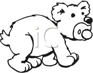 Black And White Cartoon Of A Baby Cub With A Pacifier In His    