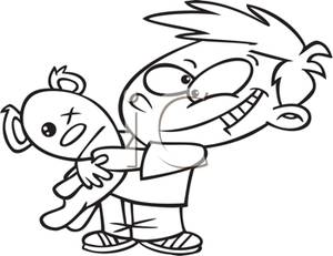     Cartoon Of A Boy Squeezing A Teddy Bear   Royalty Free Clipart Picture