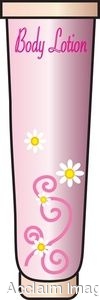 Clip Art Of A Flower Decorated Pink Bottle Of Body Lotion  Clipart