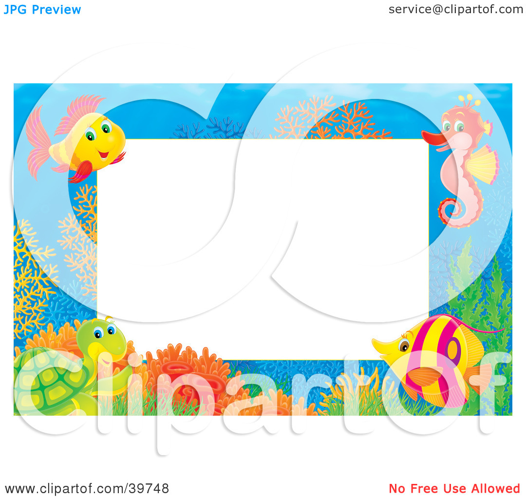 Clipart Illustration Of An Underwater Stationery Border Of Tropical