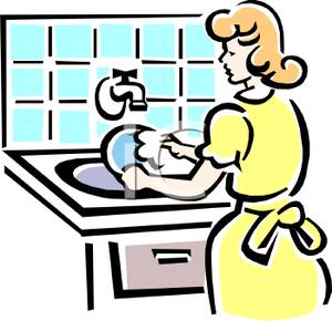 Dishwasher Clipart A Colorful Retro Style Cartoon Woman Washing Dishes
