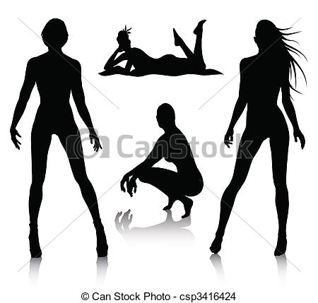 Eps Vector Of Woman Silhouette Set   Vector Set Of Woman Silhouette