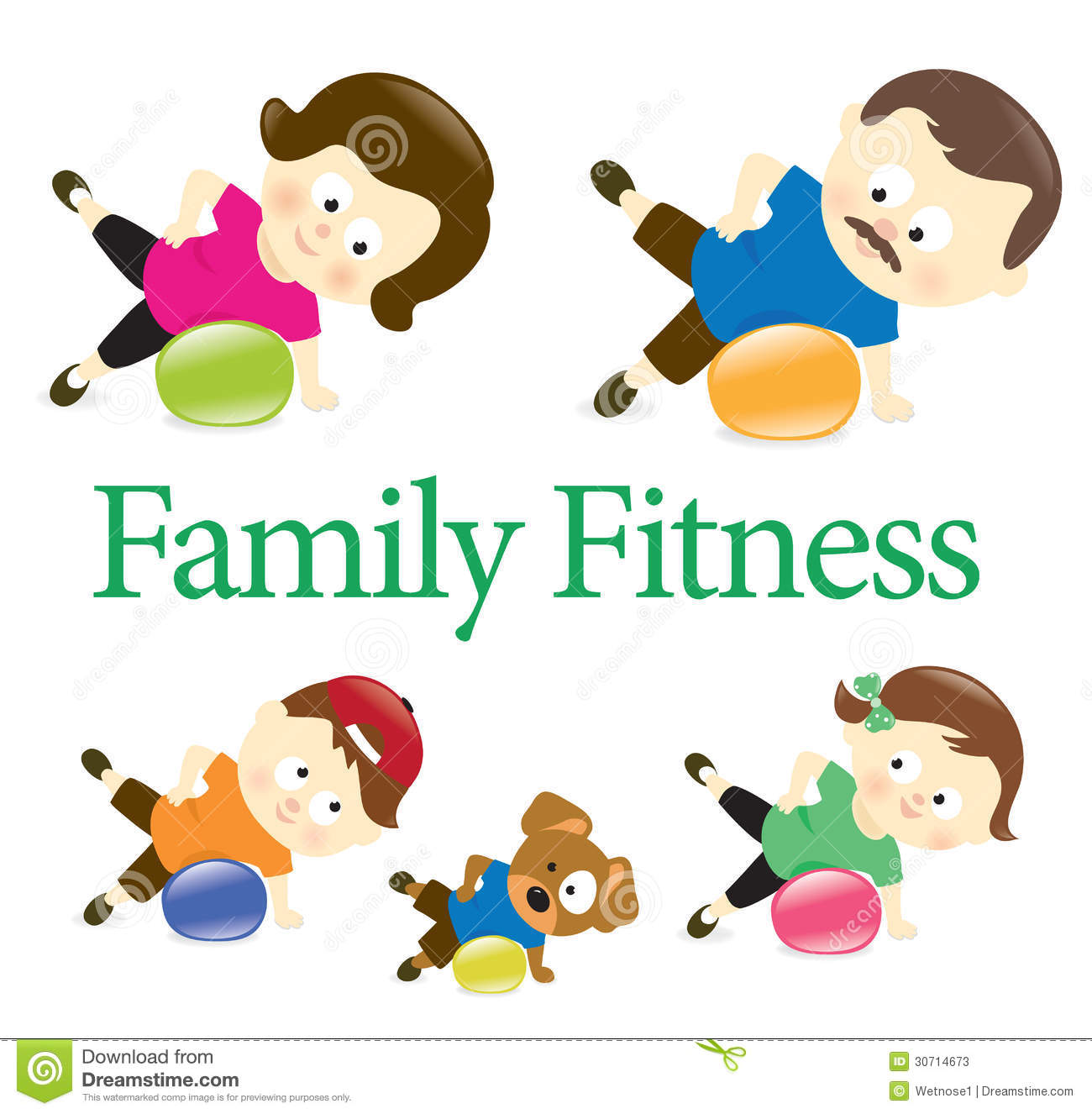 Family Fitness With Exercise Ball 2 Stock Photos   Image  30714673