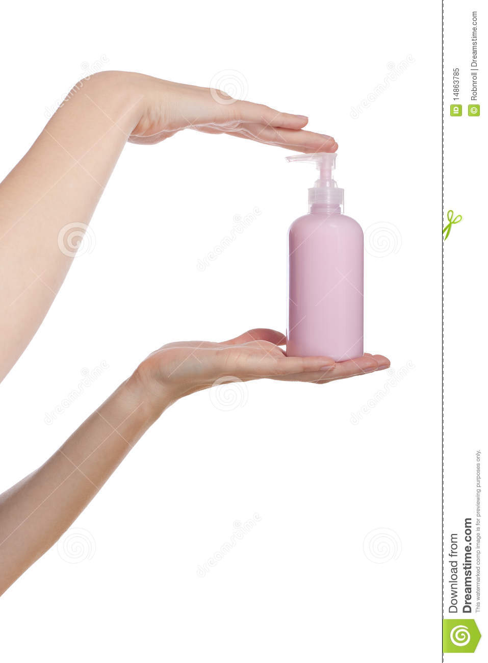 Female Hands Holding A Body Lotion Dispenser Royalty Free Stock Photo    