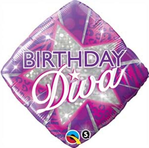 Foil Balloons   Birthday   18 Diamond Birthday Diva Foil Balloon