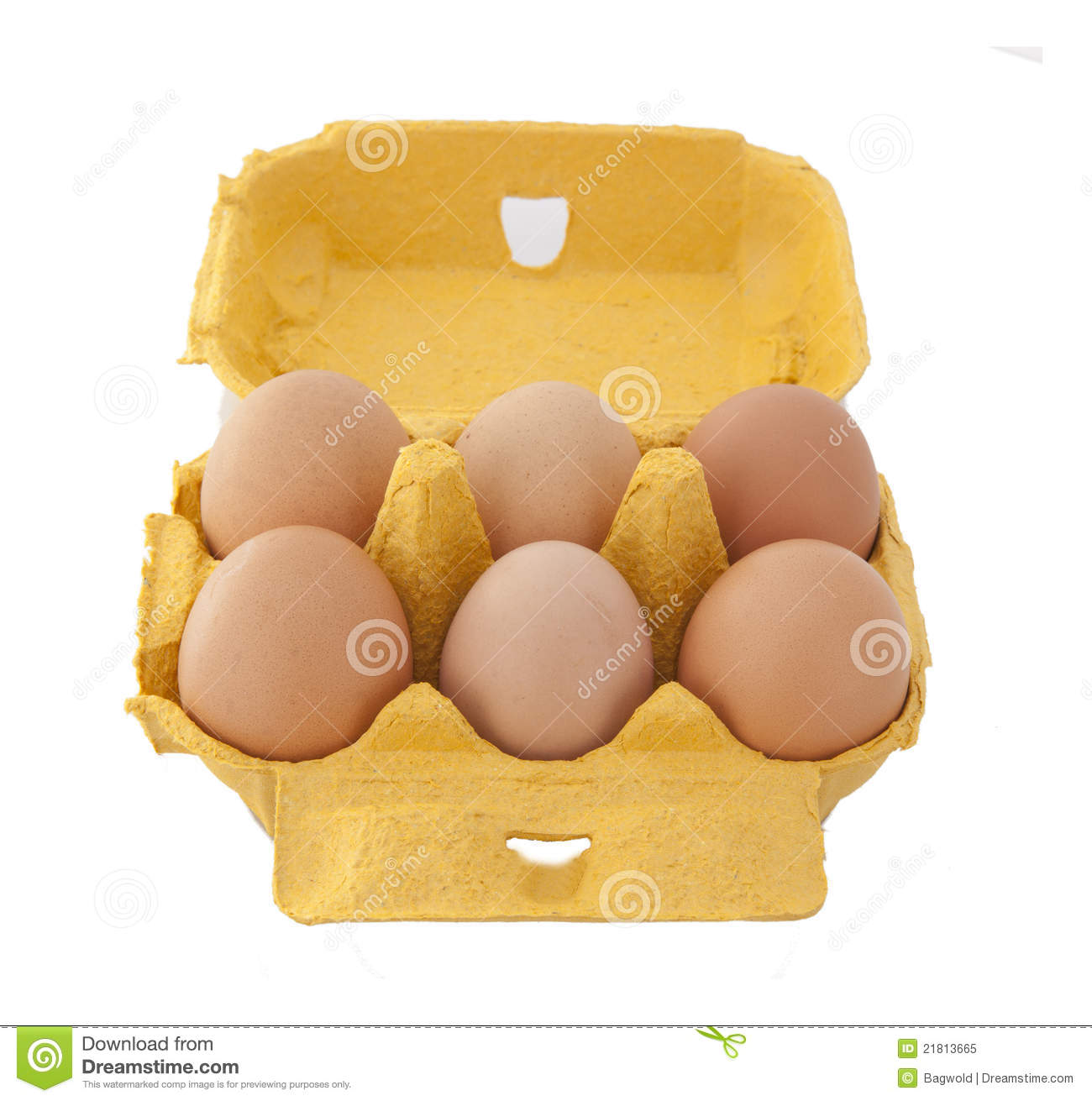 Half Dozen Fresh Eggs In Box Made Of Recycled Paper 
