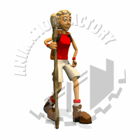 Hiker Walking With Staff Animated Clipart