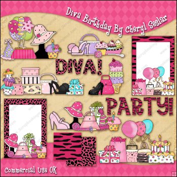 Home    Clipart Shop    Browse All Clipart    Diva Birthday Clipart