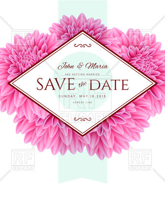 Save The Date Wedding Card With Pink Aster Flowers 50988 Holiday