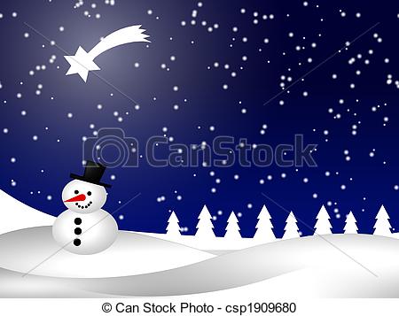 Snowman In Winter Wonderland   Stock Illustration Royalty Free