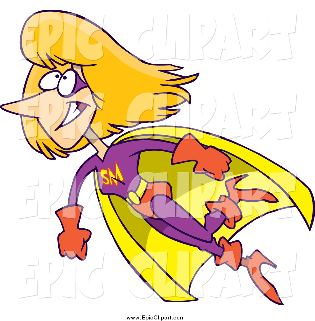 Vector Clip Art Of A Blond White Super Mom Flying