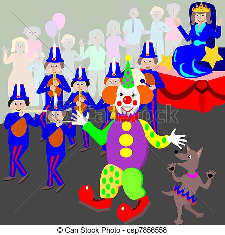 Vector Of Clown In A Parade   Cartoon Illustration Of A Happy Clown In