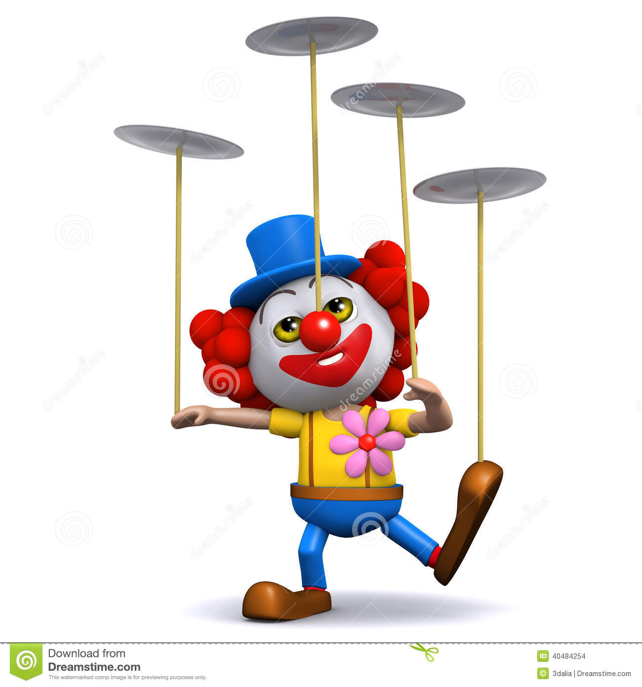 3d Clown Spins Plates Stock Illustration   Image  40484254