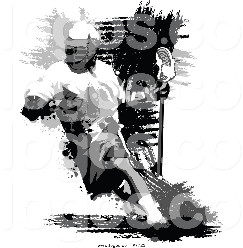 Art Vector Grungy Grayscale Lacrosse Player In Action Logo By Chromaco