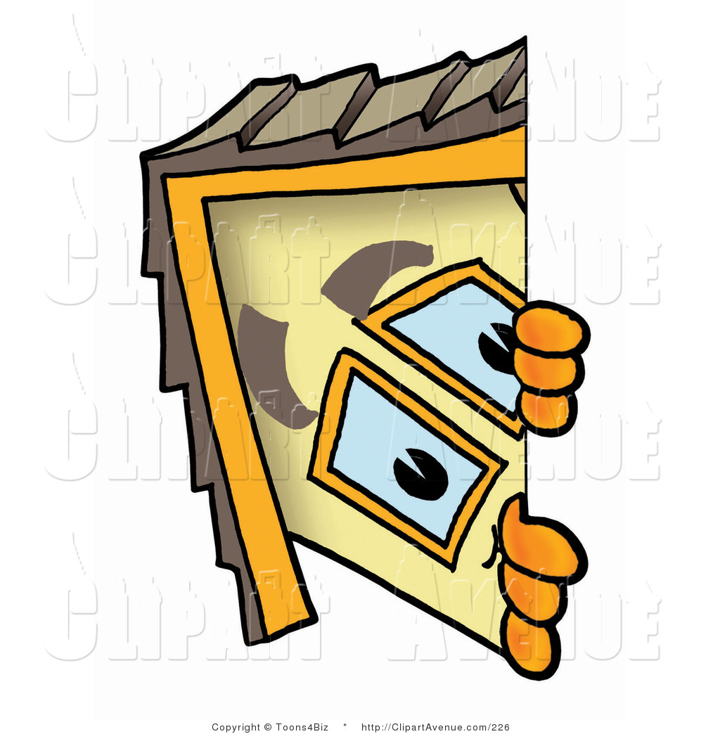 Avenue Clipart Of A Yellow House Mascot Cartoon Character Peeking    