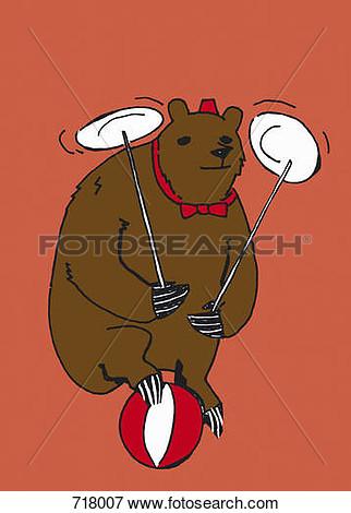 Bear Balancing On A Ball And Spinning Plates View Large Photo Image