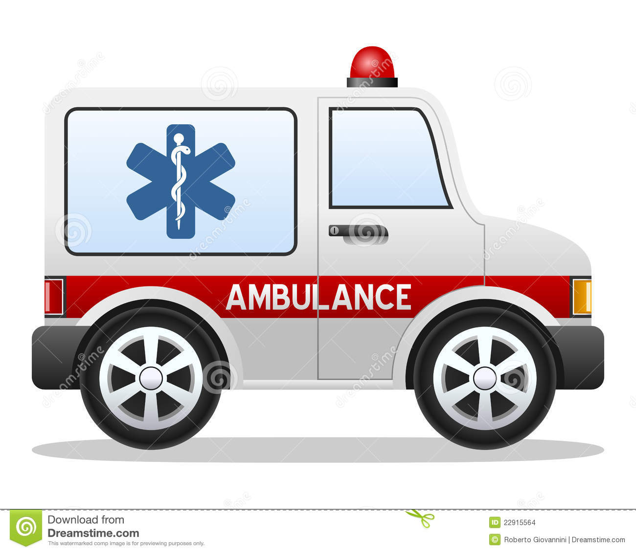 Cartoon Ambulance Car Isolated On White Background  Eps File