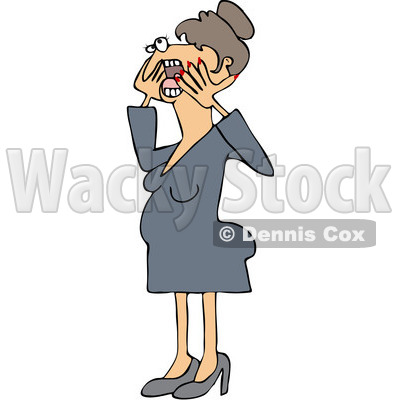Clipart Hysterical Woman Screaming   Royalty Free Vector Illustration