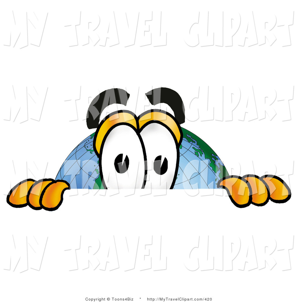 Clipart Of A Curious World Earth Globe Mascot Cartoon Character    
