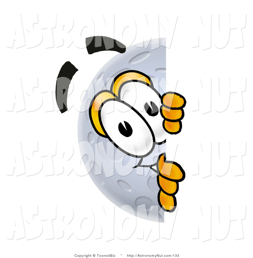 Clipart Of A Full Moon Mascot Cartoon Character Peeking Around A    