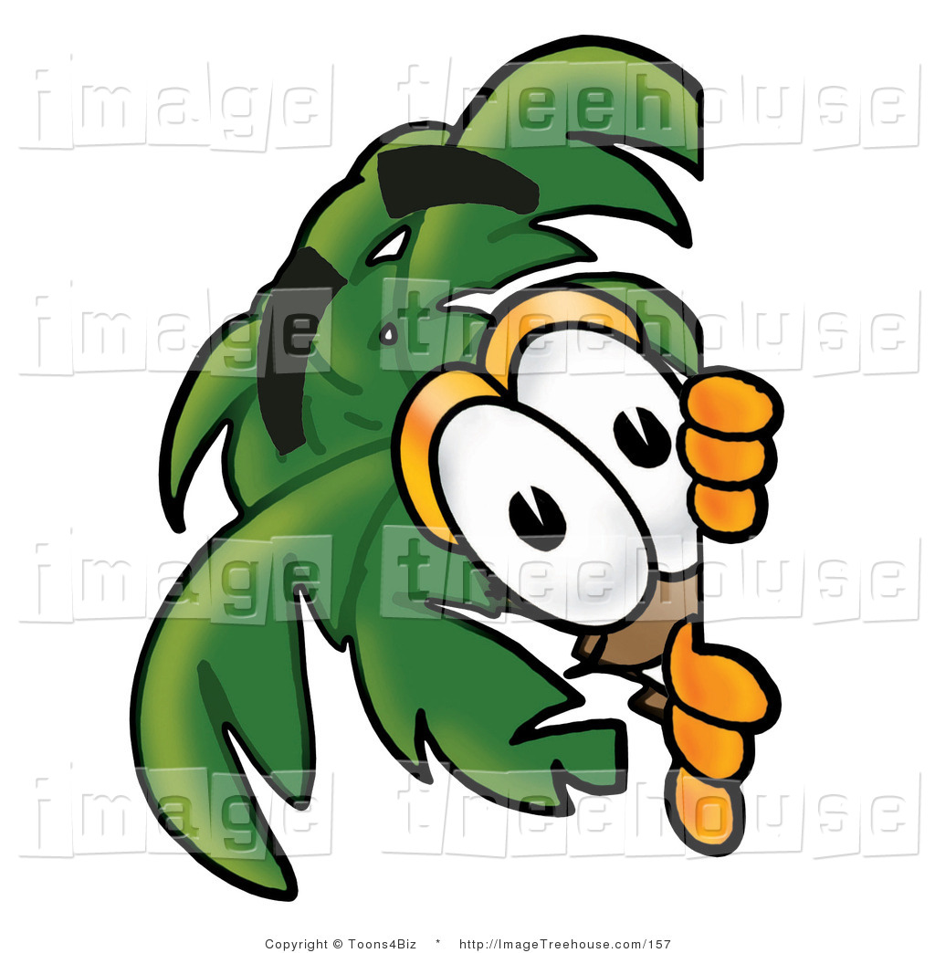 Clipart Of A Palm Tree Mascot Cartoon Character With Large Eyes    