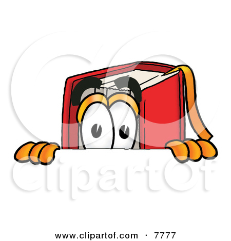Clipart Picture Of A Red Book Mascot Cartoon Character Peeking Over A    