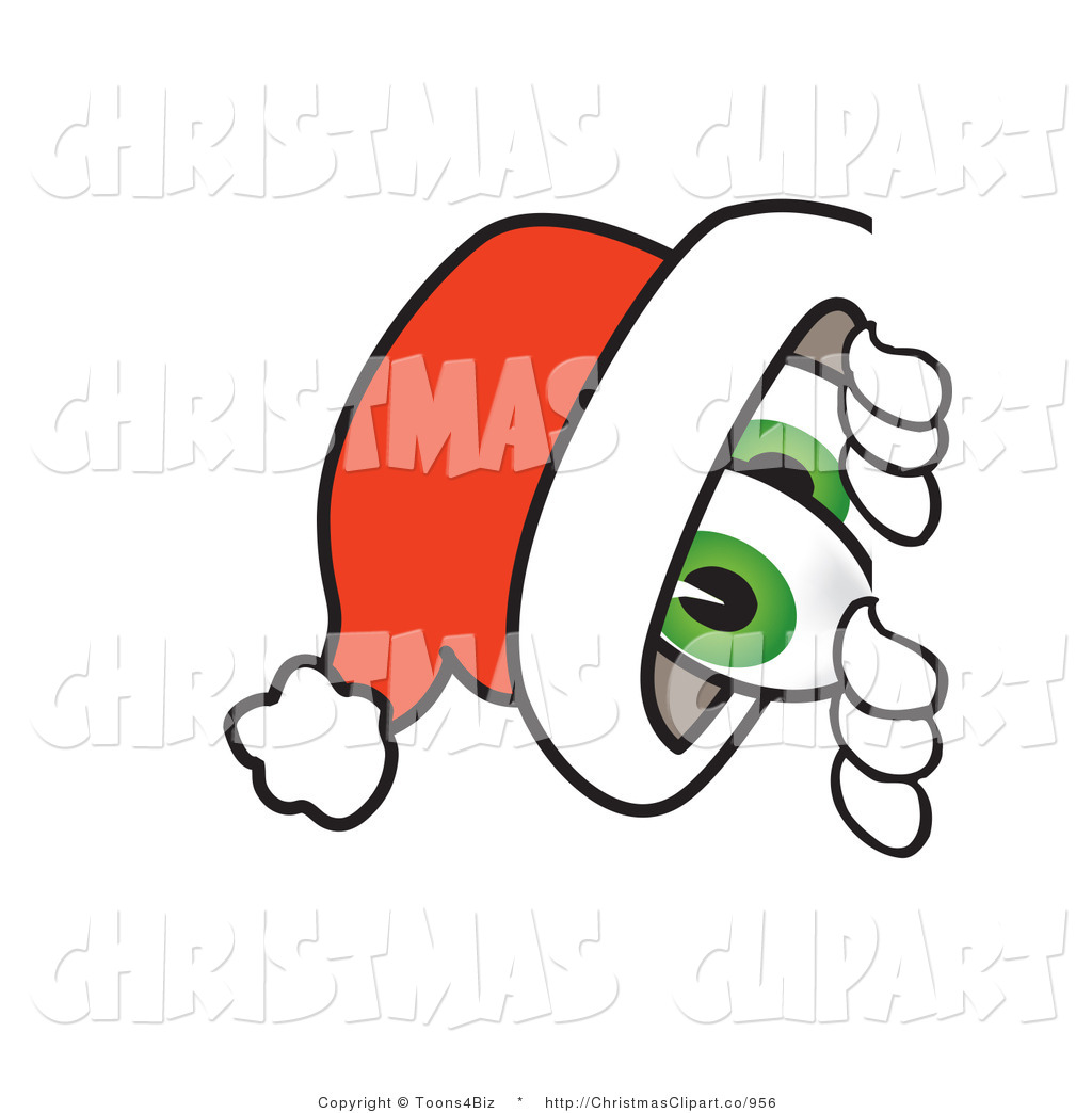 Clipart Vector Of A Cute Santa Claus Mascot Cartoon Character Peeking
