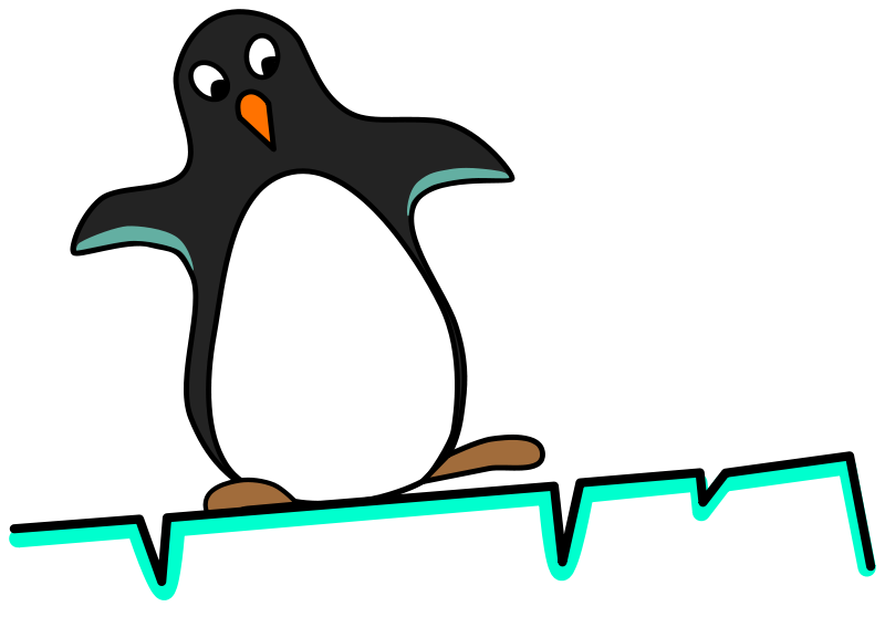 Free Cartoon Penguin Sliding On Ice Clip Art