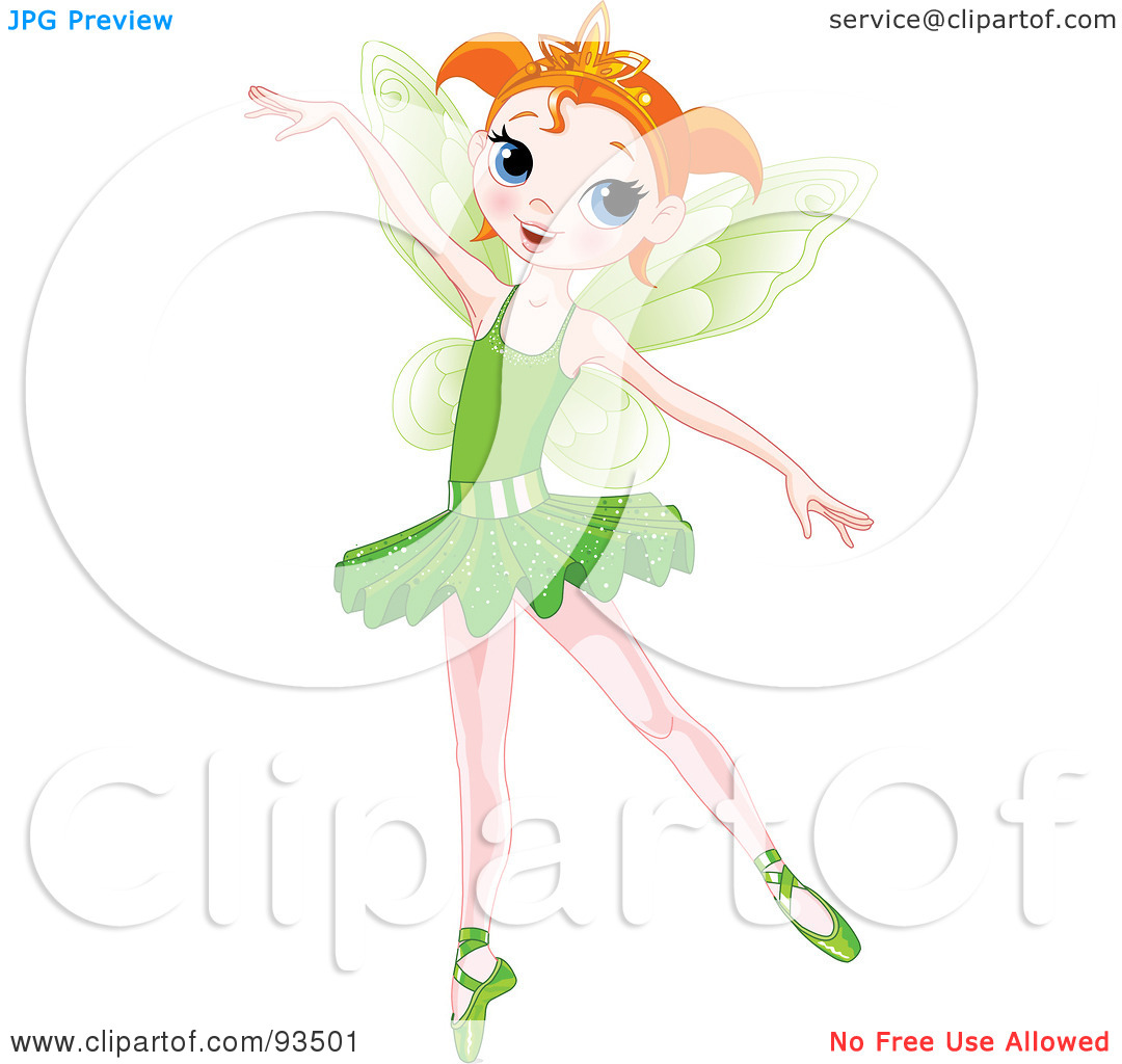 Free  Rf  Clipart Illustration Of A Dancing Red Haired Ballerina Fairy