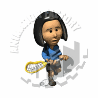 Girl Running With Lacrosse Stick Animated Clipart