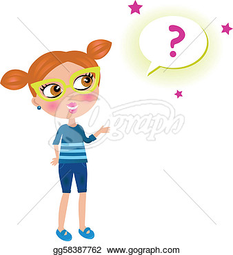 Girl With Glasses And Question Bubble Vector Illustration Clipart