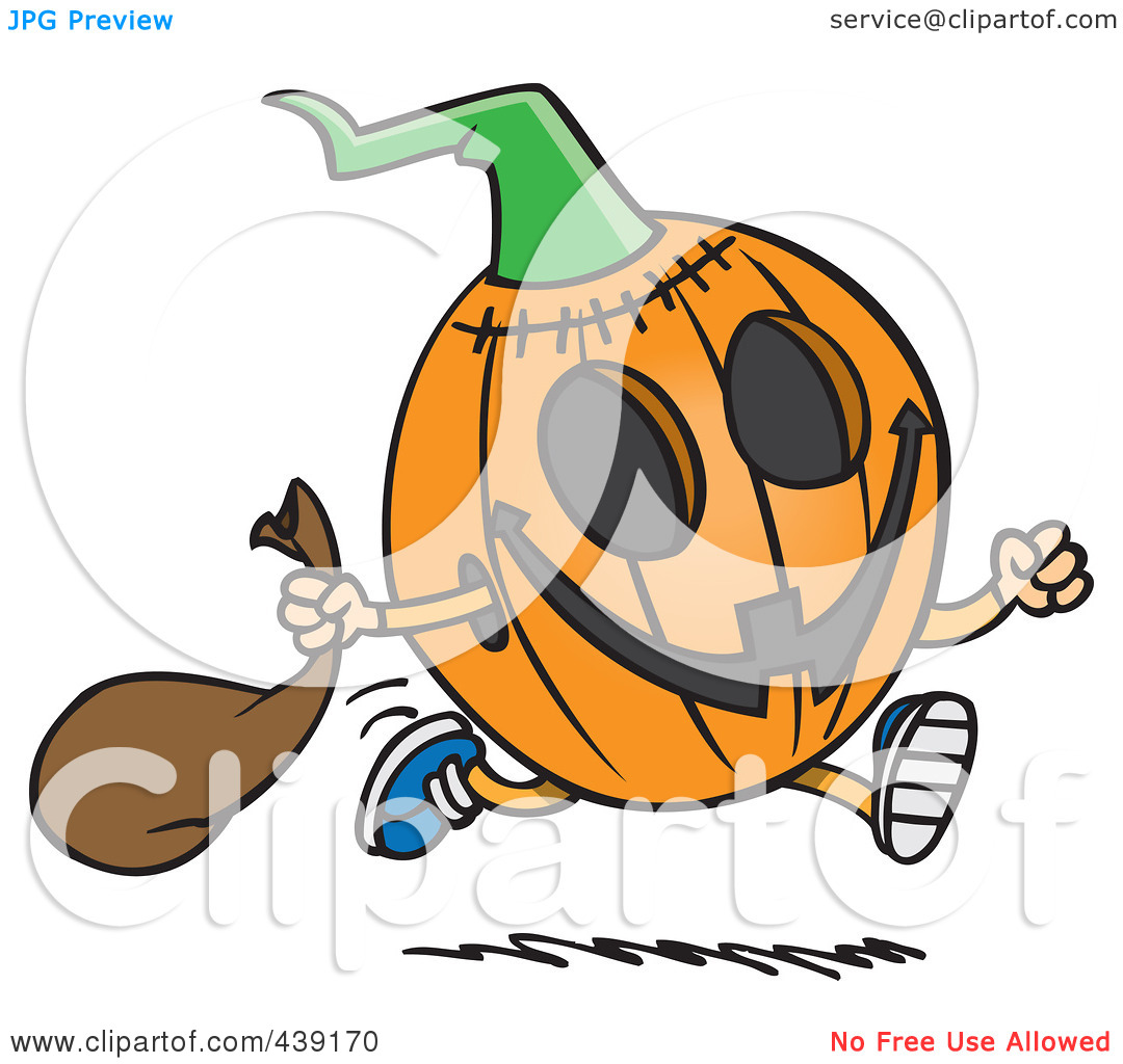 Illustration Of A Cartoon Running Halloween Pumpkin By Ron Leishman