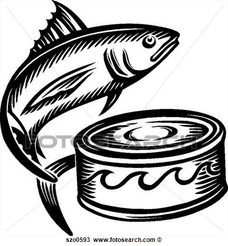 Of A Canned Tuna Fish In Black And White  Fotosearch   Search Clipart