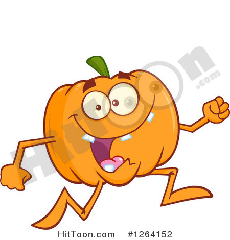 Pumpkin Clipart  1264152  Happy Pumpkin Character Running By Hit Toon