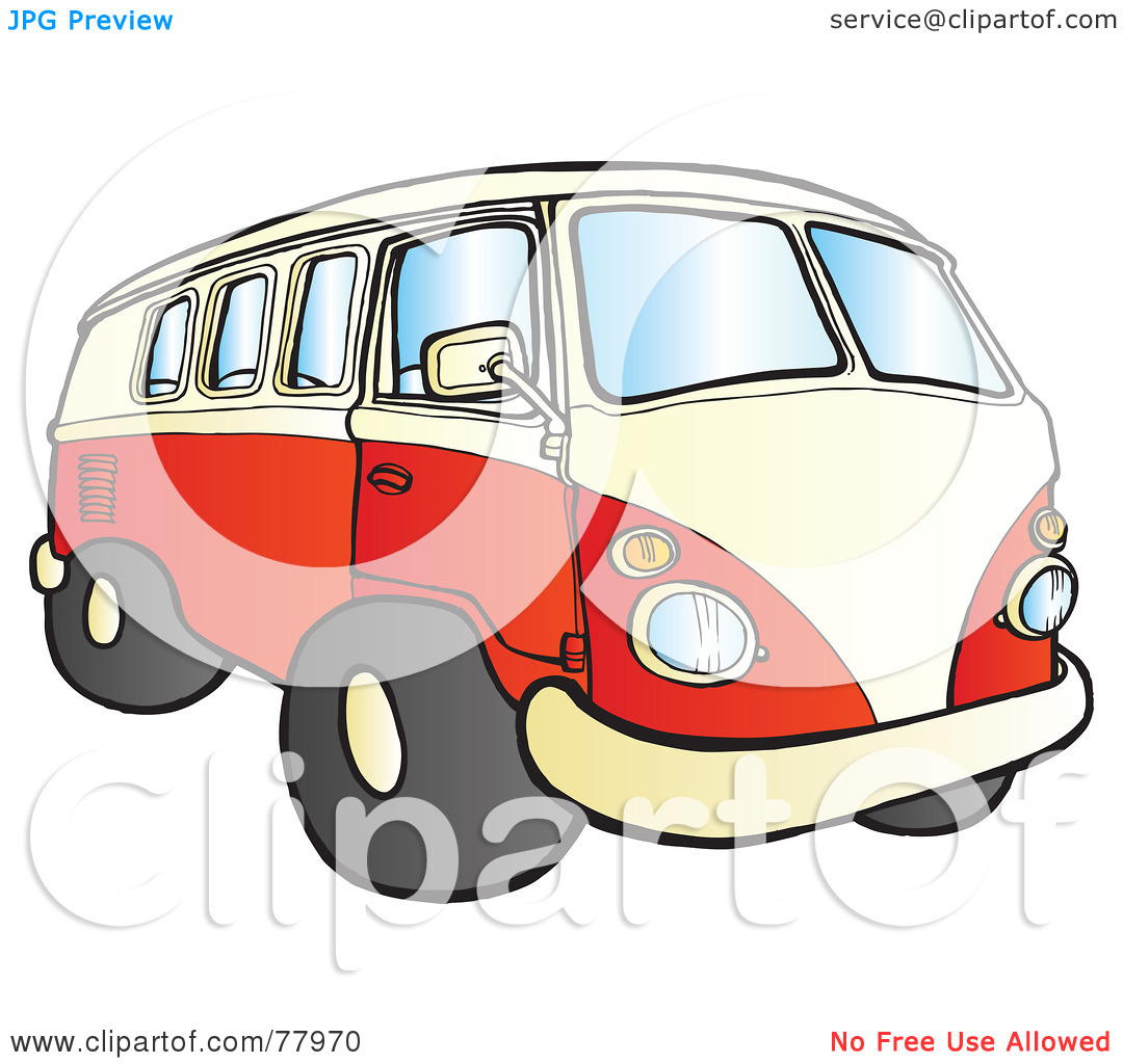 Rf  Clipart Illustration Of A Red And White Hippy Camper Bus By Snowy