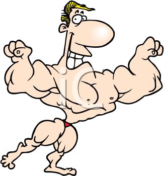 Royalty Free Clip Art Image  Cartoon Of A Grinning Bodybuilder Posing