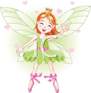 Royalty Free Clipart Image  A Green Ballerina With Fairy Wings