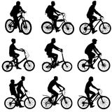 Set Silhouette Of A Cyclist Male And Female  Royalty Free Stock Image