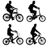 Set Silhouette Of A Cyclist Male And Female  Royalty Free Stock Photos