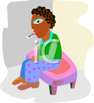 Sick Black Woman   Royalty Free Clipart Picture