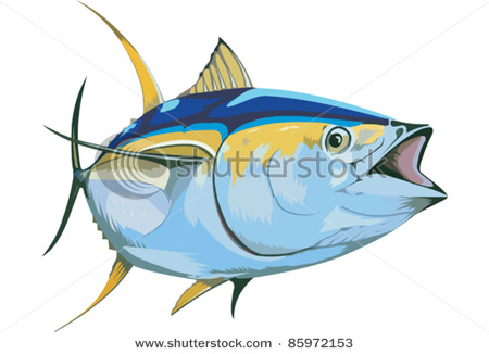 Tuna Fish Clip Art Stock Vector Yellow Fin Tuna Fish Highly Detailed