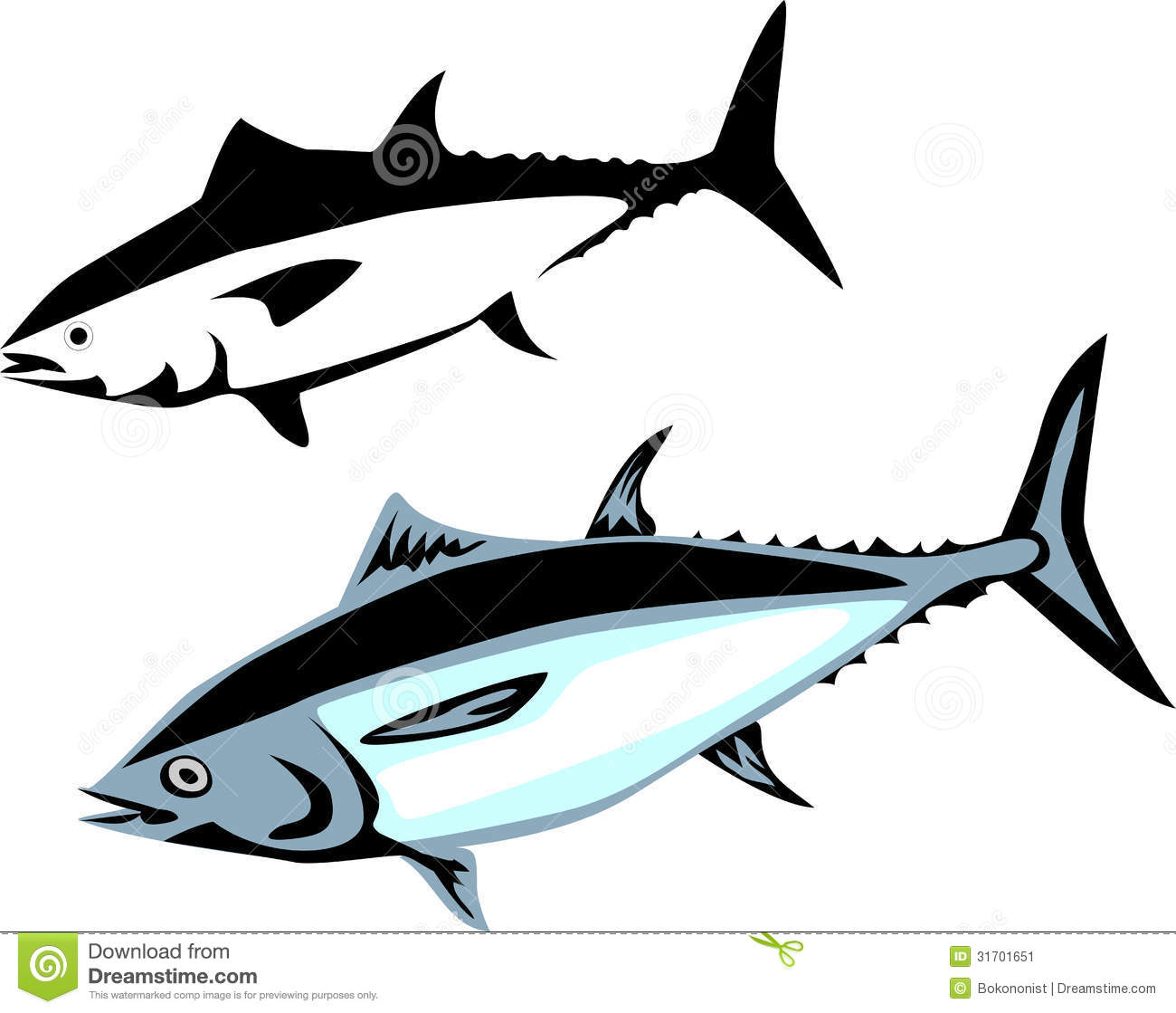 Tuna Fish Clip Art Tuna Fish Black Color Illustrations 31701651 Jpg